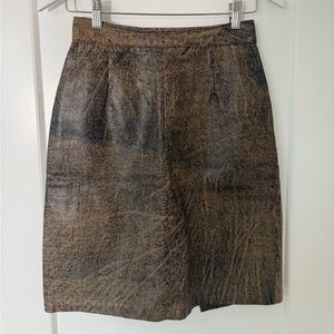Real Leather Vintage Midi Skirt